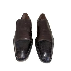 caporicci mens shoes 11 Cap Toe Slip On Lav Blak Alligator Hand Made Italy